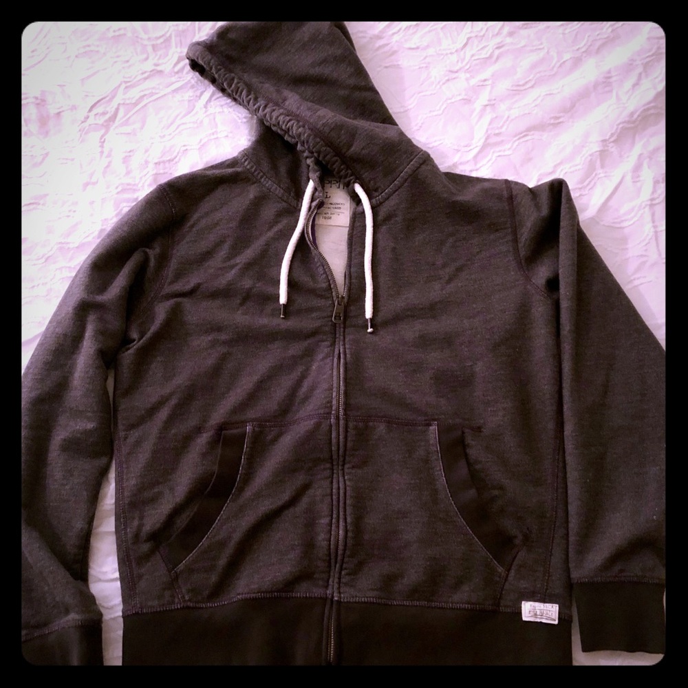 Esprit Zipper/Hoodie Sweater Dark Grey Size Large